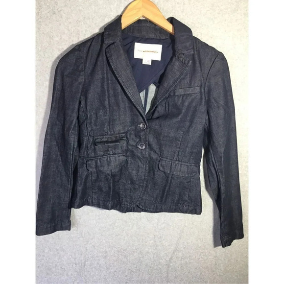 Womens Pilcro Anthropologie Denim Blazer Casual High Fashion Professional Career - Picture 1 of 6